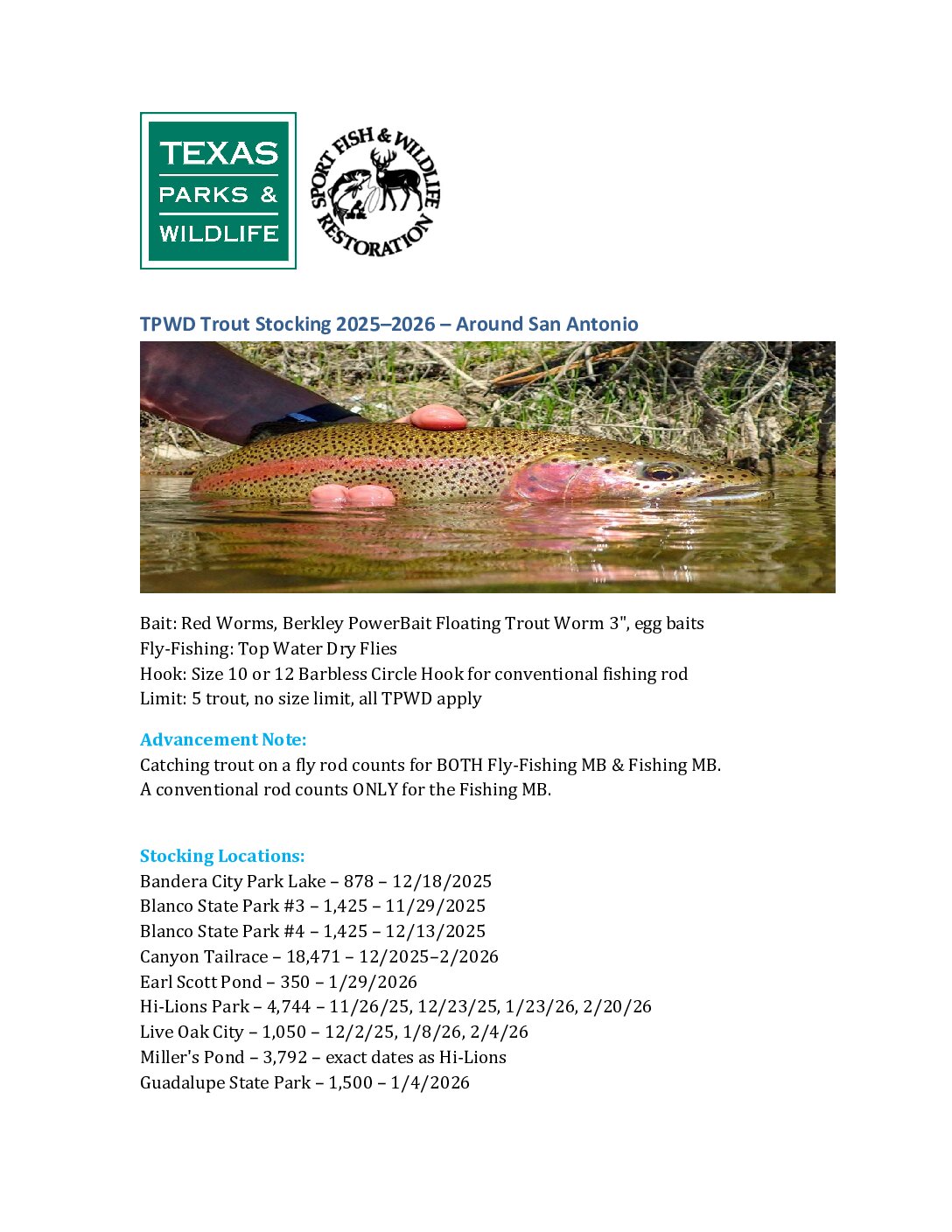 TPWD Stocking report 2025 2026